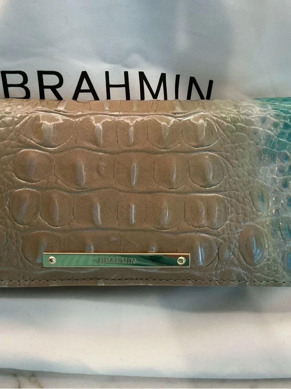 Brahmin Carrie Crossbody & Matching Ady Wallet in Ocean Ombre - EUC - Picture 8 of 11